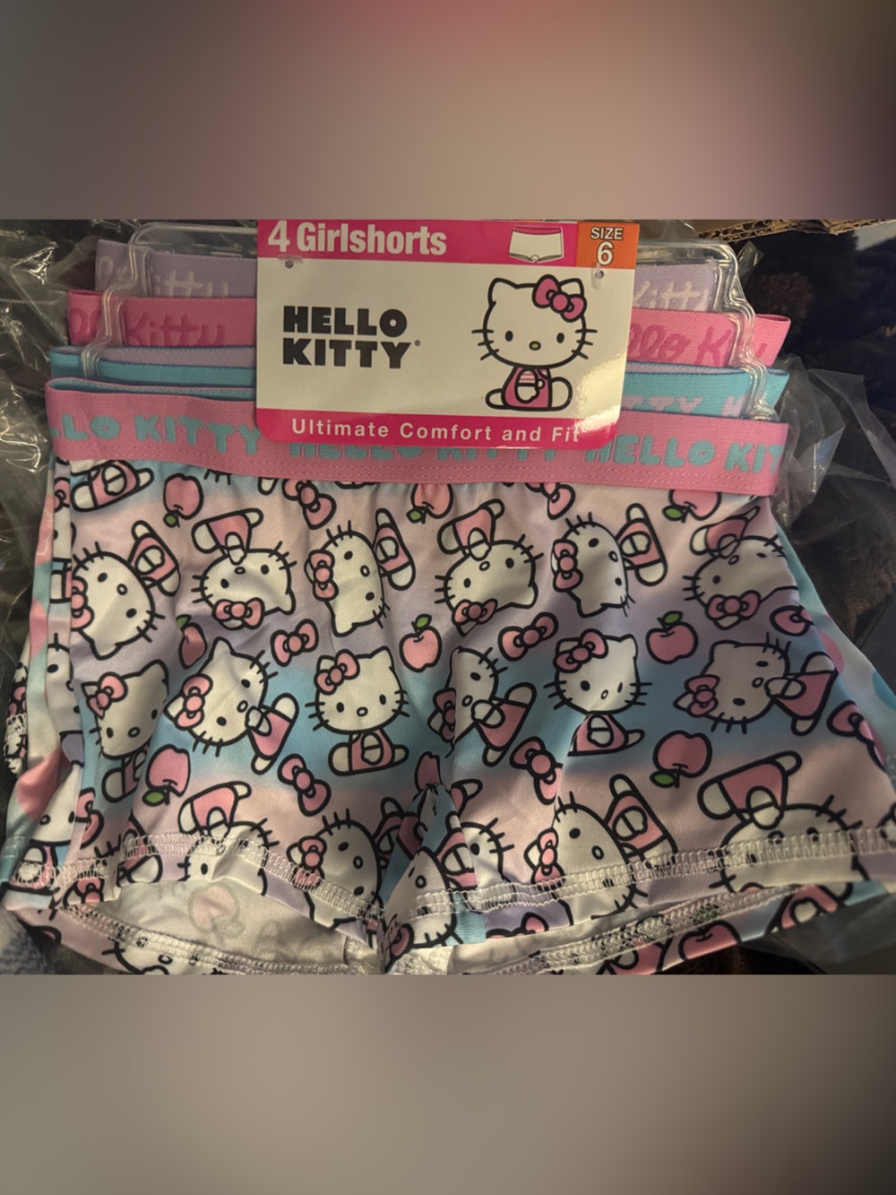 Hello Kitty Pastel Multicolor Printed Girls' Shorts - Pink & Blue Accents size 6